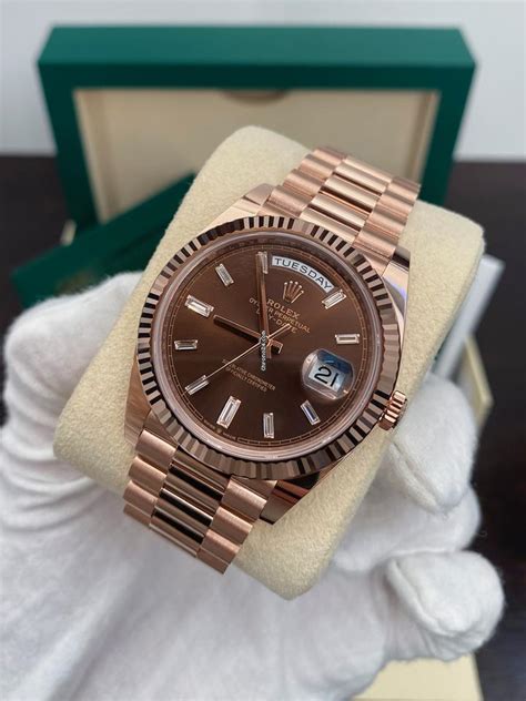 rolex day date rose gold brown|Rolex Day-Date reference 228235.